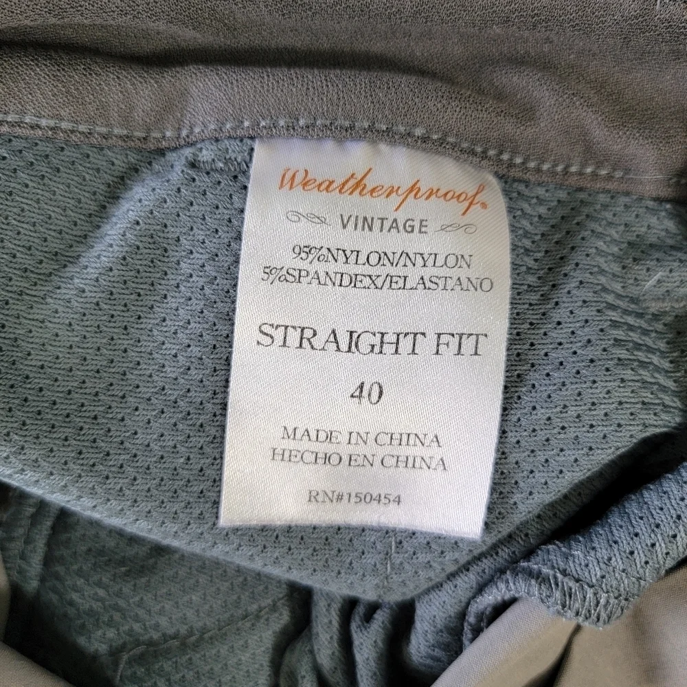 Original Weatherproof Vintage Straight Fit Mens Gray Shorts Zip Pocket Size 40 - Picture 8 of 13